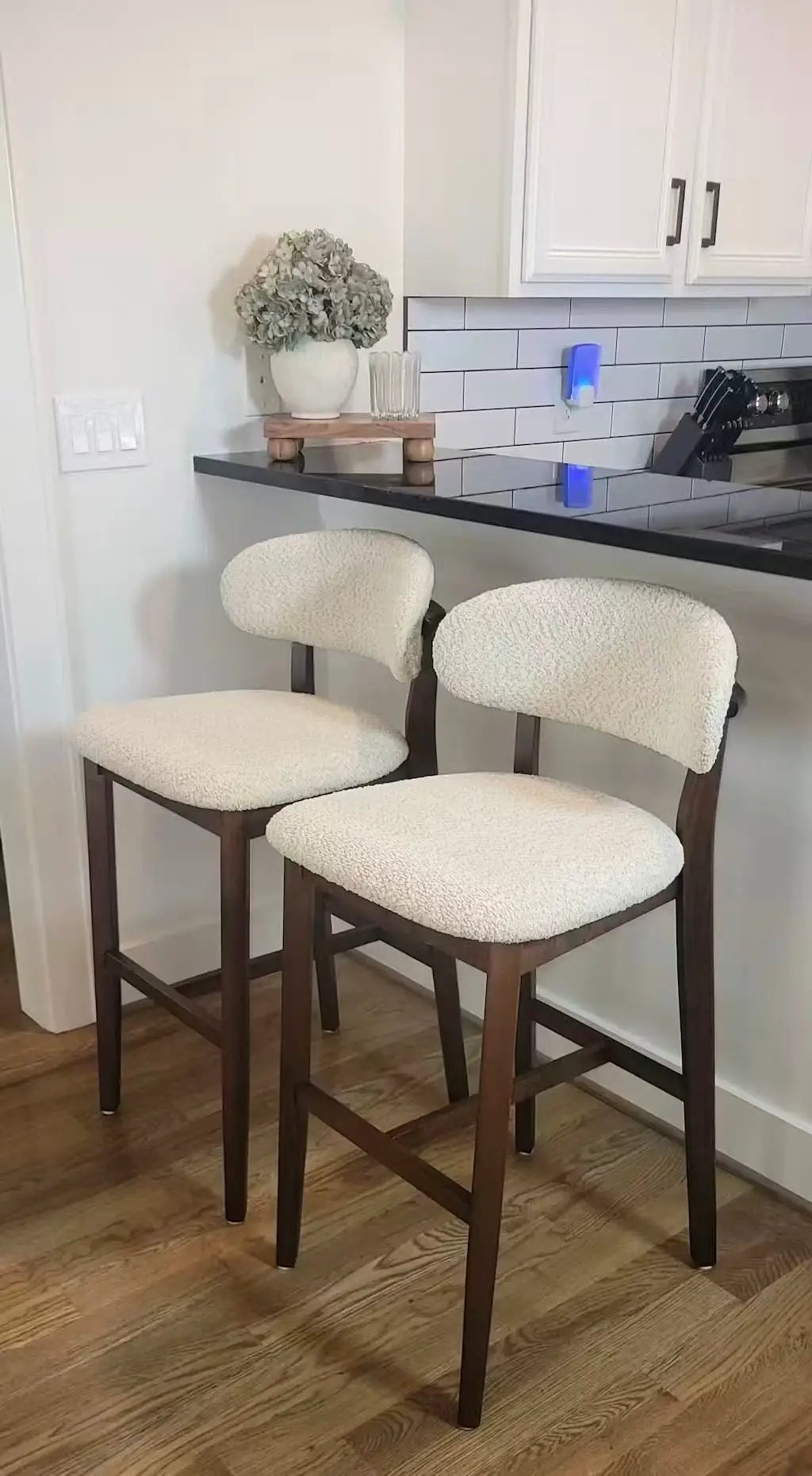 ACTU Bar Stools Set of 2, 30” Upholstered Bar Height Stools, Solid Wood, Mid-Century Modern by ACTU FURNITURE