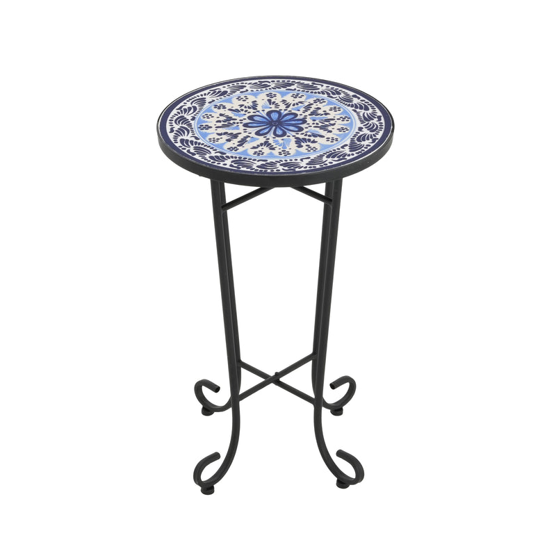 Patio Side Table, Blue+Black by HouseOfZazla