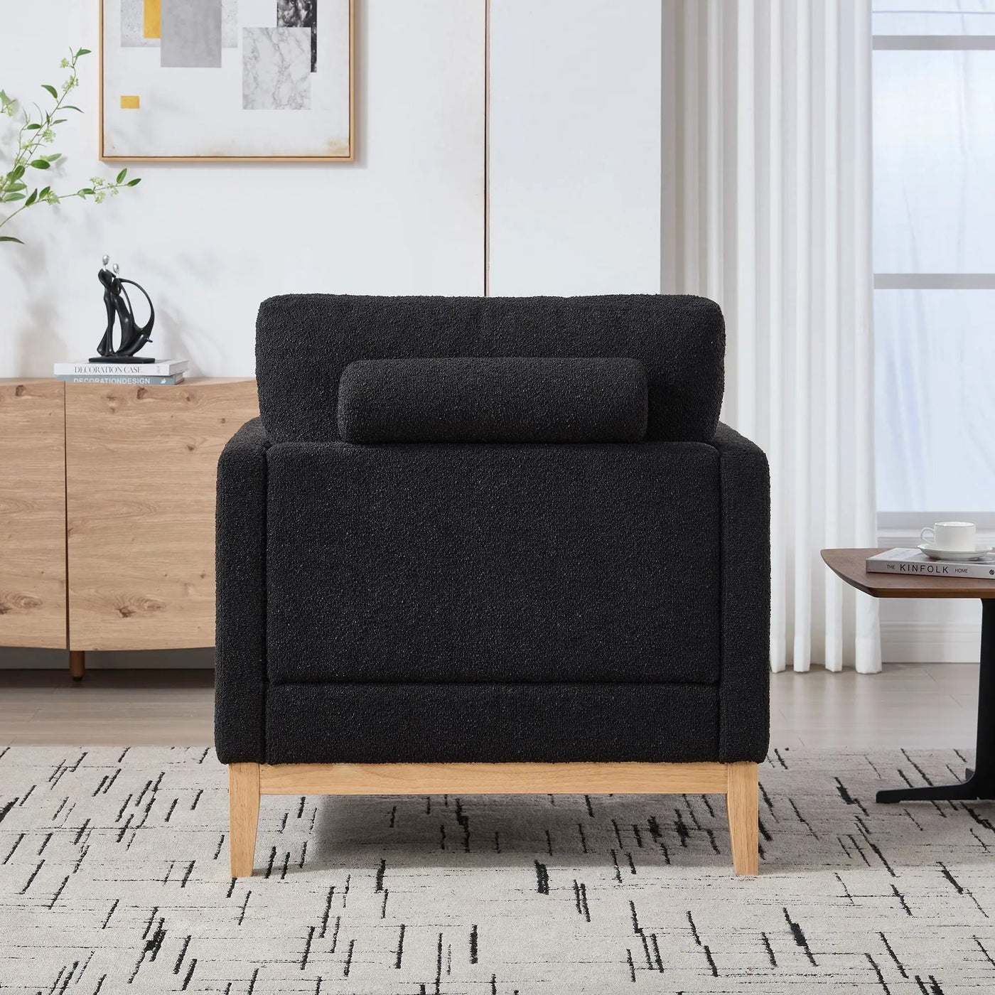 Wide Modern Performance Accent Chair With Natural Legs by Unique Piece Furniture