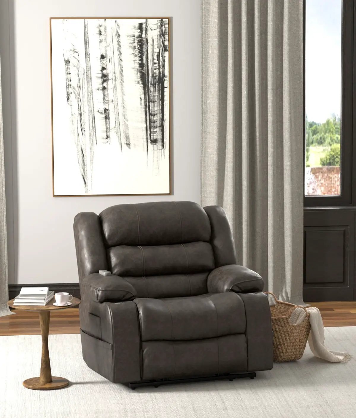 Tucker - Power Lift Recliner With Heat & Massage - Steel by Unique Piece Furniture