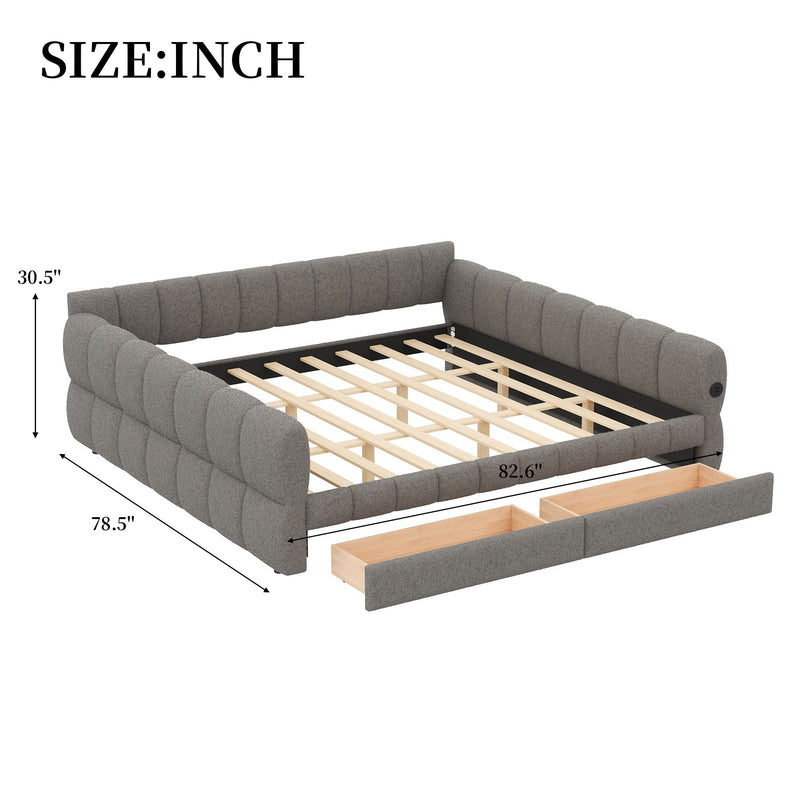 Upholstered Platform Bed With USB Charging And 2 Storage Drawers by HouseOfZazla