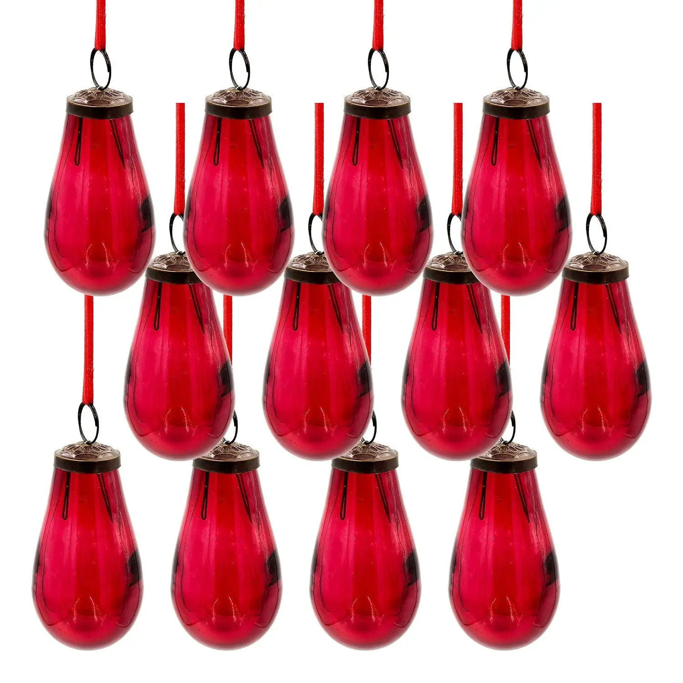 Luster Tear Drop Ornament, Glass Decorative Hanging Christmas Tree Ornaments For Holiday Party Decorations (Set of 12) by Unique Piece Furniture