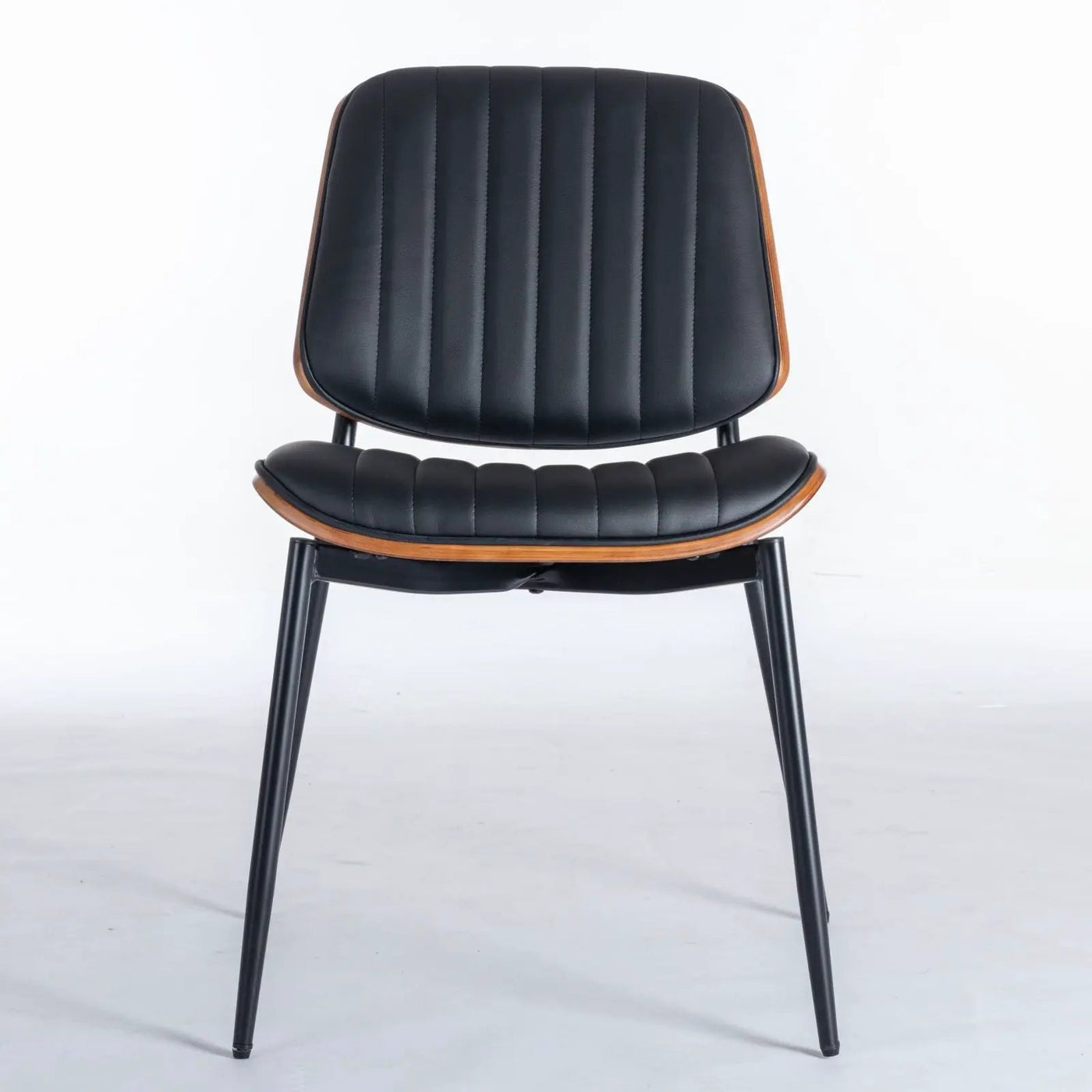Dining Chairs (Set of 2) Mid-Century Modern Retro Chair With Walnut Bentwood Back Upholstered Seat Metal Legs Adjustable Foot For Kitchen Dining Room Chairs by Unique Piece Furniture
