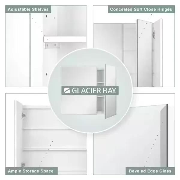 Open Box Glacier Bay 30 in. W x 26 in. H Rectangular Wood Composite Medicine Cabinet with Mirror by Selzalot