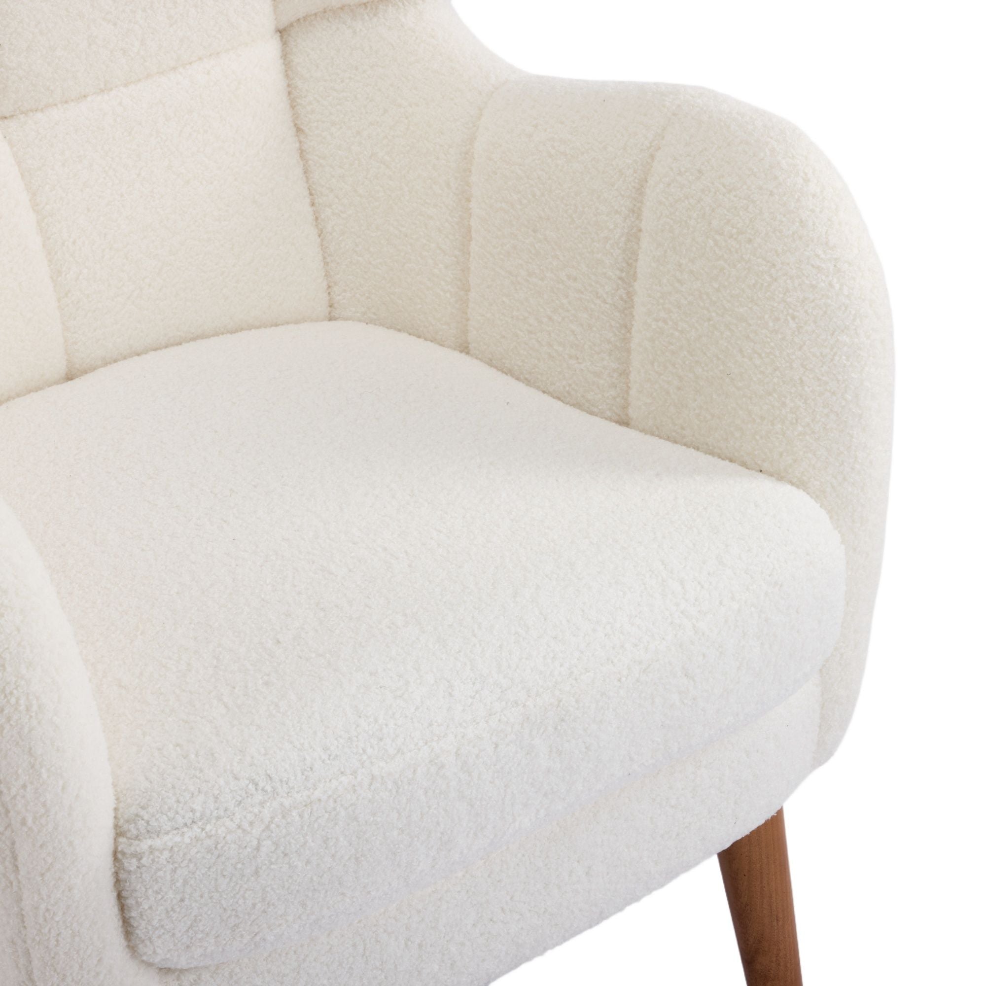 Accent Chair With Birch Wood Legs - White by HouseOfZazla