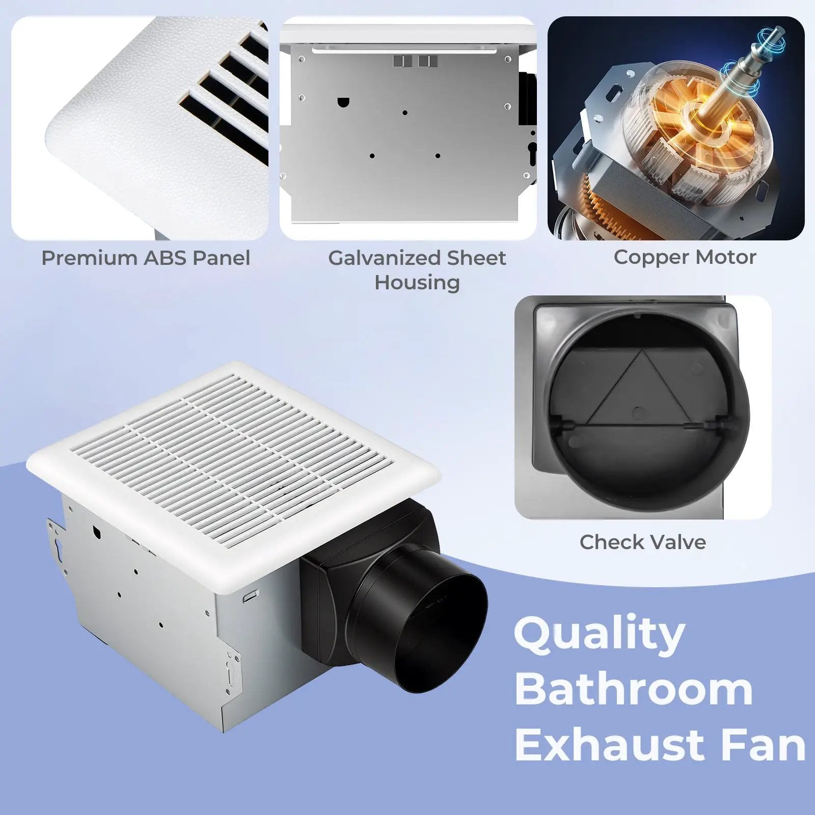 80 CFM Ceiling Mount Bathroom Exhaust Fan with Metal Housing and 4 Inches Duct by DirectDeals