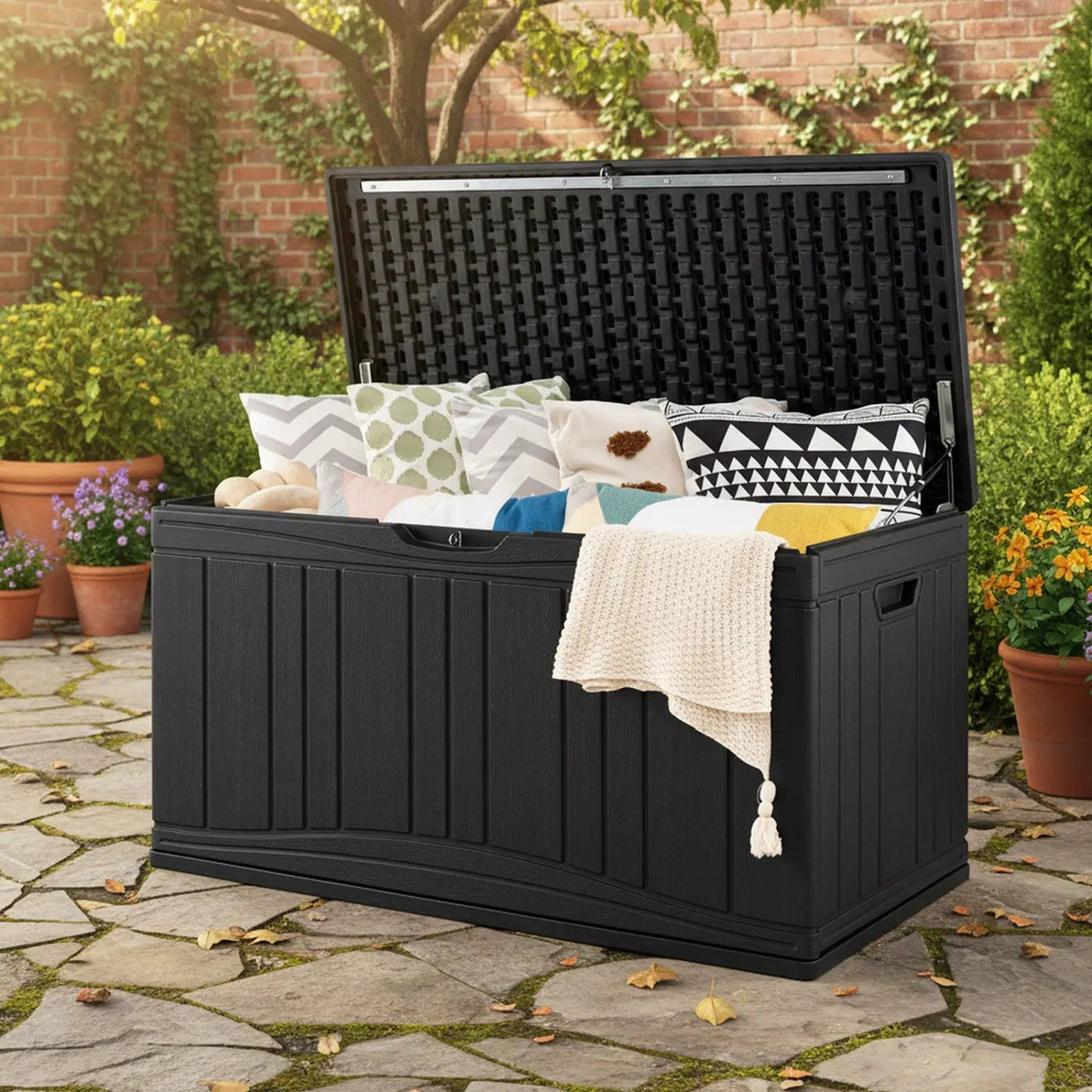 80 Gallon Outdoor Deck Box with Lockable Lid by DirectDeals