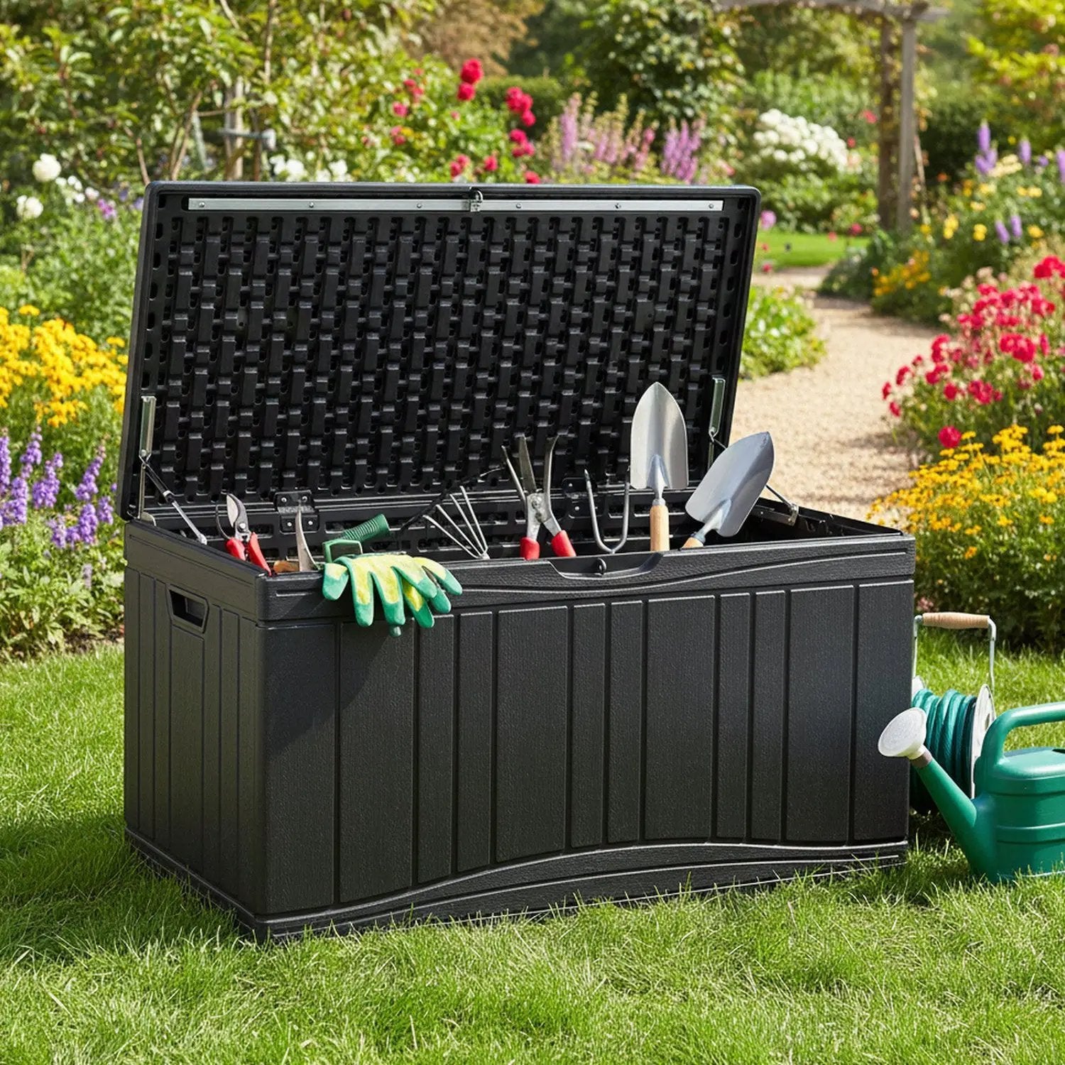 80 Gallon Outdoor Deck Box with Lockable Lid by DirectDeals