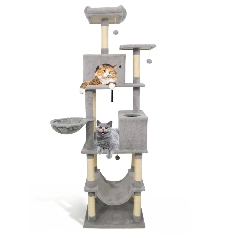 80 Inches Tall Cat Tree with 2 Large Condos and Dangling Toys by DirectDeals