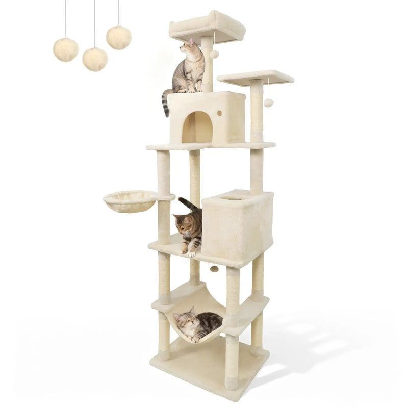 80 Inches Tall Cat Tree with 2 Large Condos and Dangling Toys by DirectDeals