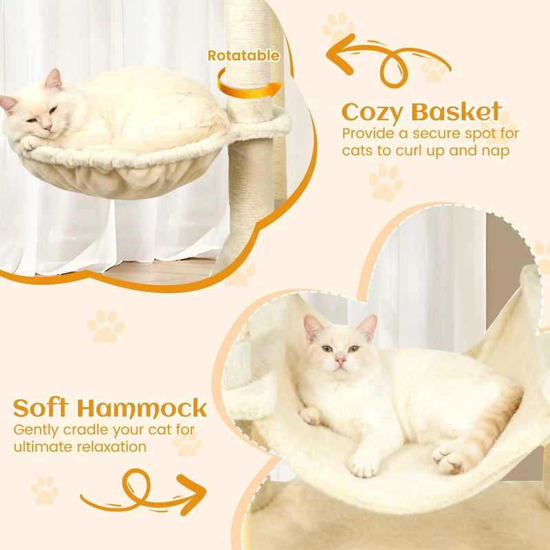 80 Inches Tall Cat Tree with 2 Large Condos and Dangling Toys by DirectDeals