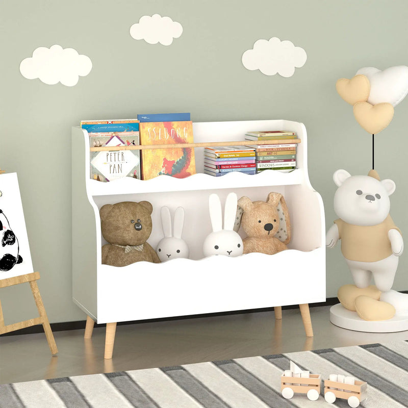 Kids Bookcase, Children Book Organizer Toy Storage Cabinet - White by Unique Piece Furniture