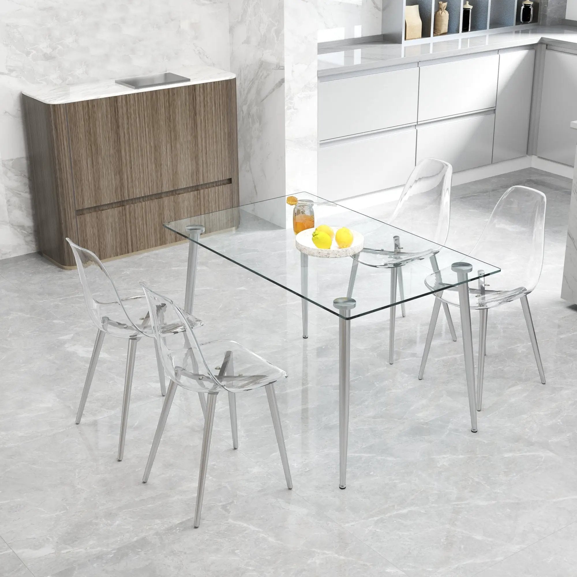Modern Minimalist Transparent Dining Chair - 6-Piece Set by HouseOfZazla