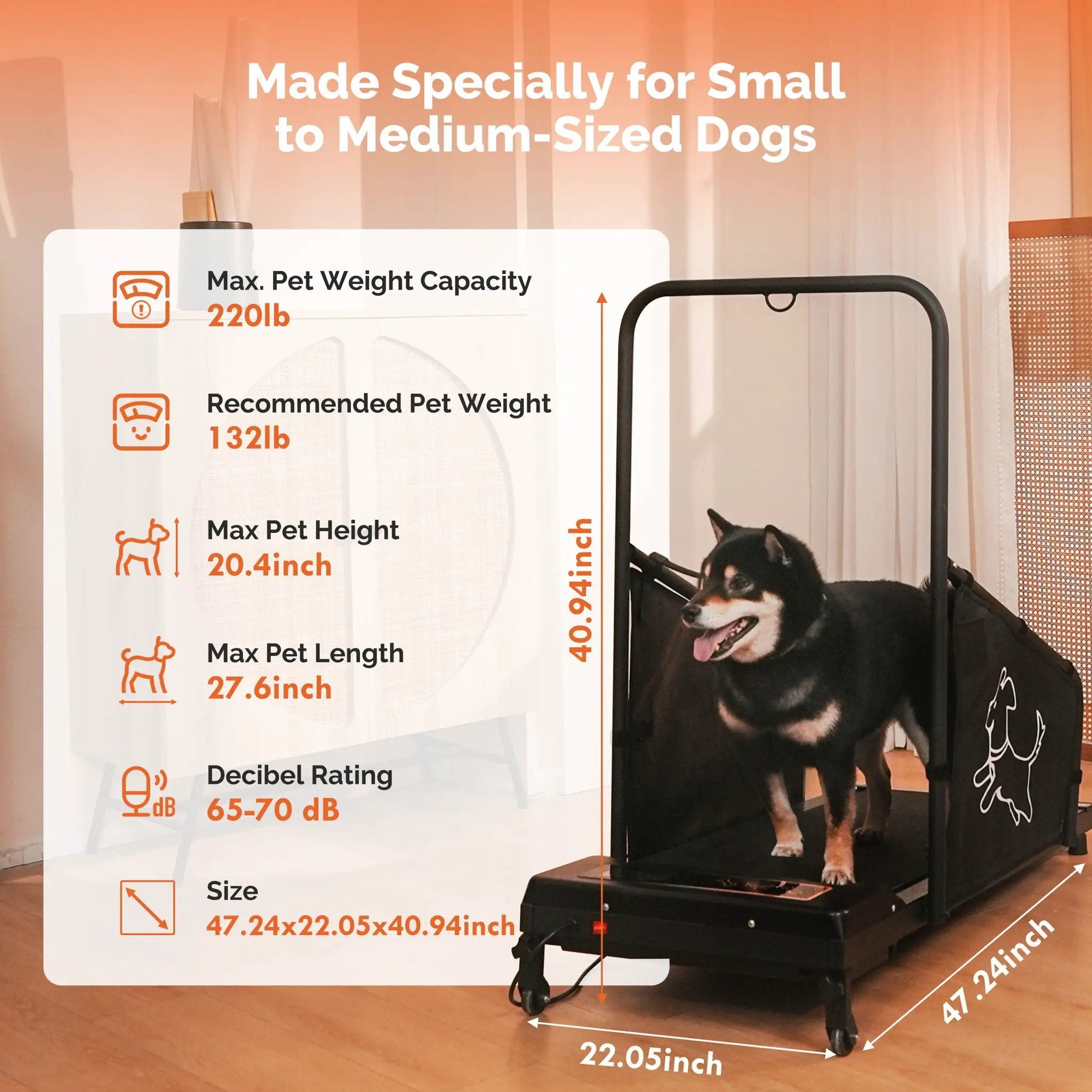 Dog Treadmill For Medium Dogs Running Machine With Non Slip Belt And Remote Control - Black