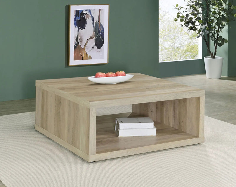 Frisco Square Engineered Wood Coffee Table Distressed Pine by Unique Piece Furniture