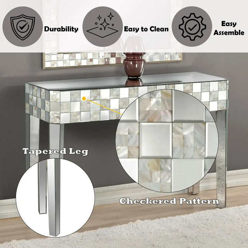 Nasa - Console Table - Mirrored & Mother of Pearl by Unique Piece Furniture