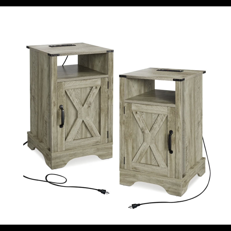 Farmhouse Nightstand, Charging Station & Storage by HouseOfZazla
