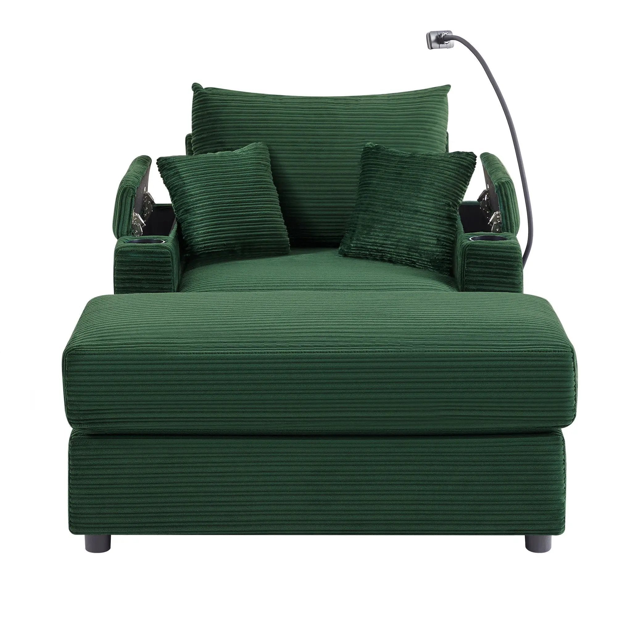Modern Style Loveseat Sofa Sectional Sofa Couch With Storage Space, A Movable Ottoman, Two USB Ports, Two Cup Holders, A Phone Holder For Living Room by HouseOfZazla