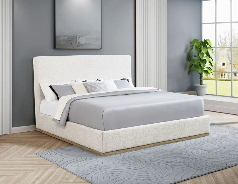 Knox Upholstered EASTERN KING Panel Bed Cream by Unique Piece Furniture