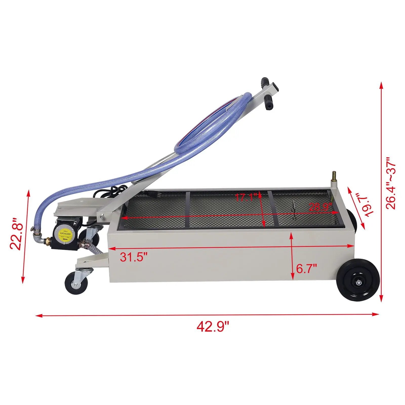 High Impact Polypropylene 20 Gallon Low Profile Oil Drain With Pump Steel - Gray by HouseOfZazla