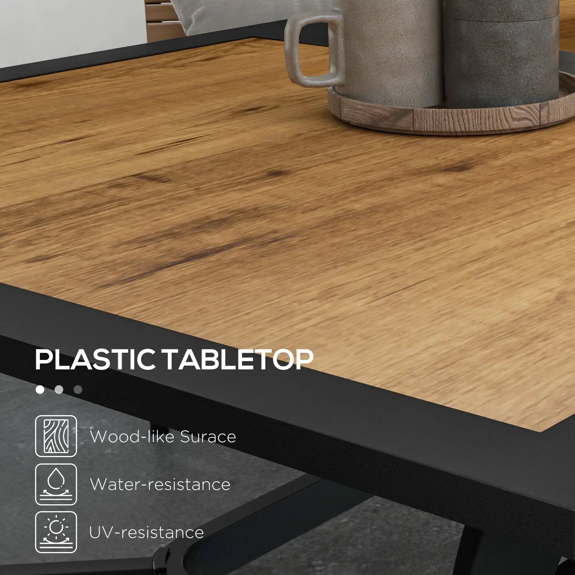 Stable Faux Wood Rectangle Outdoor Dining Table by HouseOfZazla