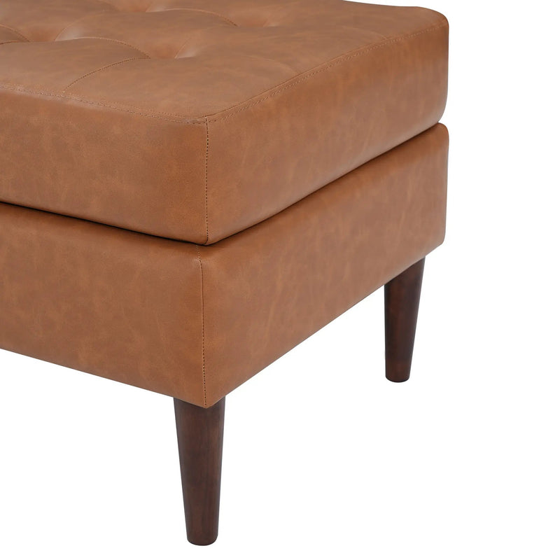 Upholstered PU Leather Ottoman, Solid Wooden Legs by HouseOfZazla