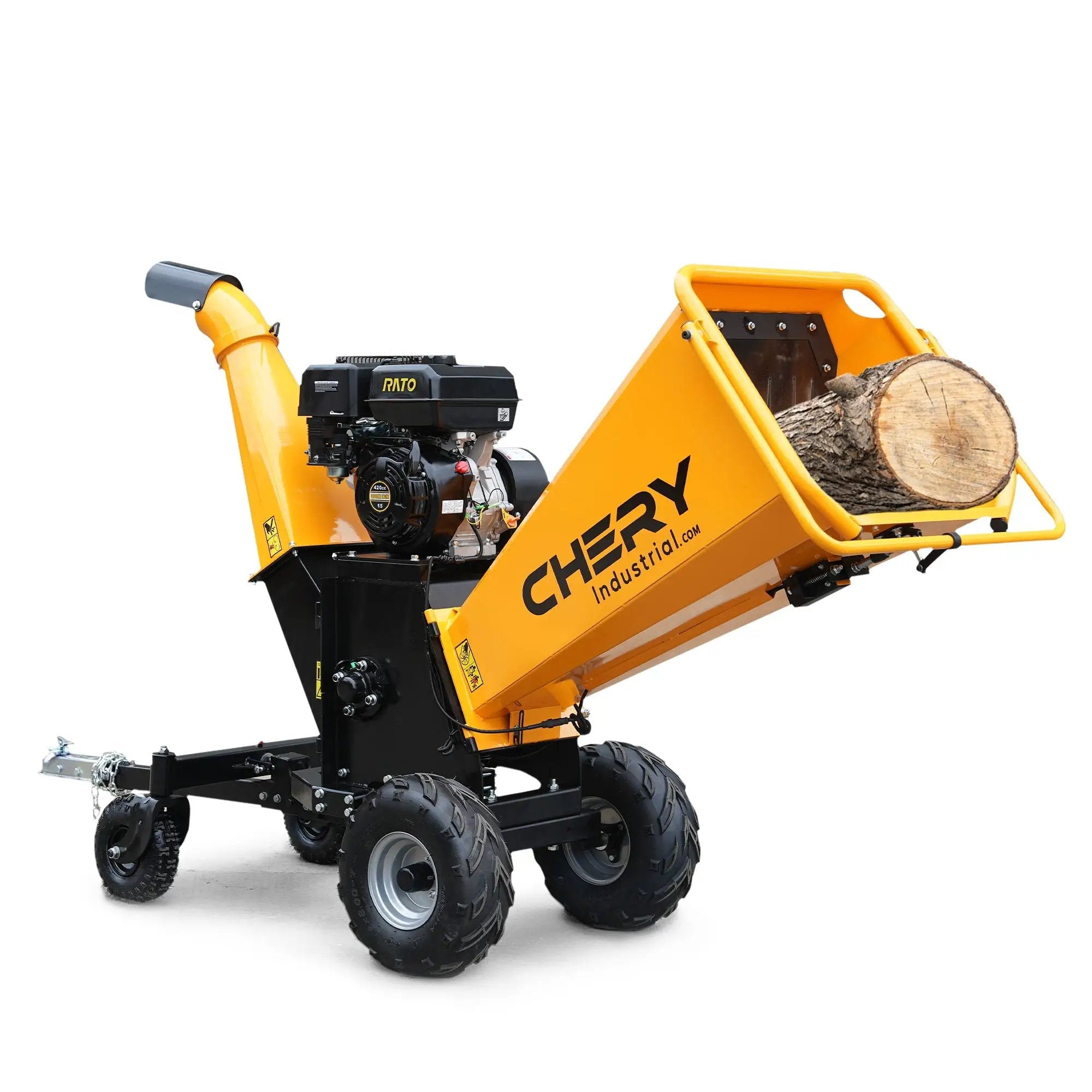 6'' 420Cc 15Hp Pull Start Gas Powered 4 - Wheels Chipper Shredder Mulcher With Towbar / Stop Bar - Yellow by HouseOfZazla