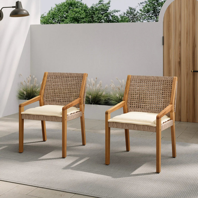 Outdoor Dining Chair Set - Acacia Wood and Wicker by HouseOfZazla