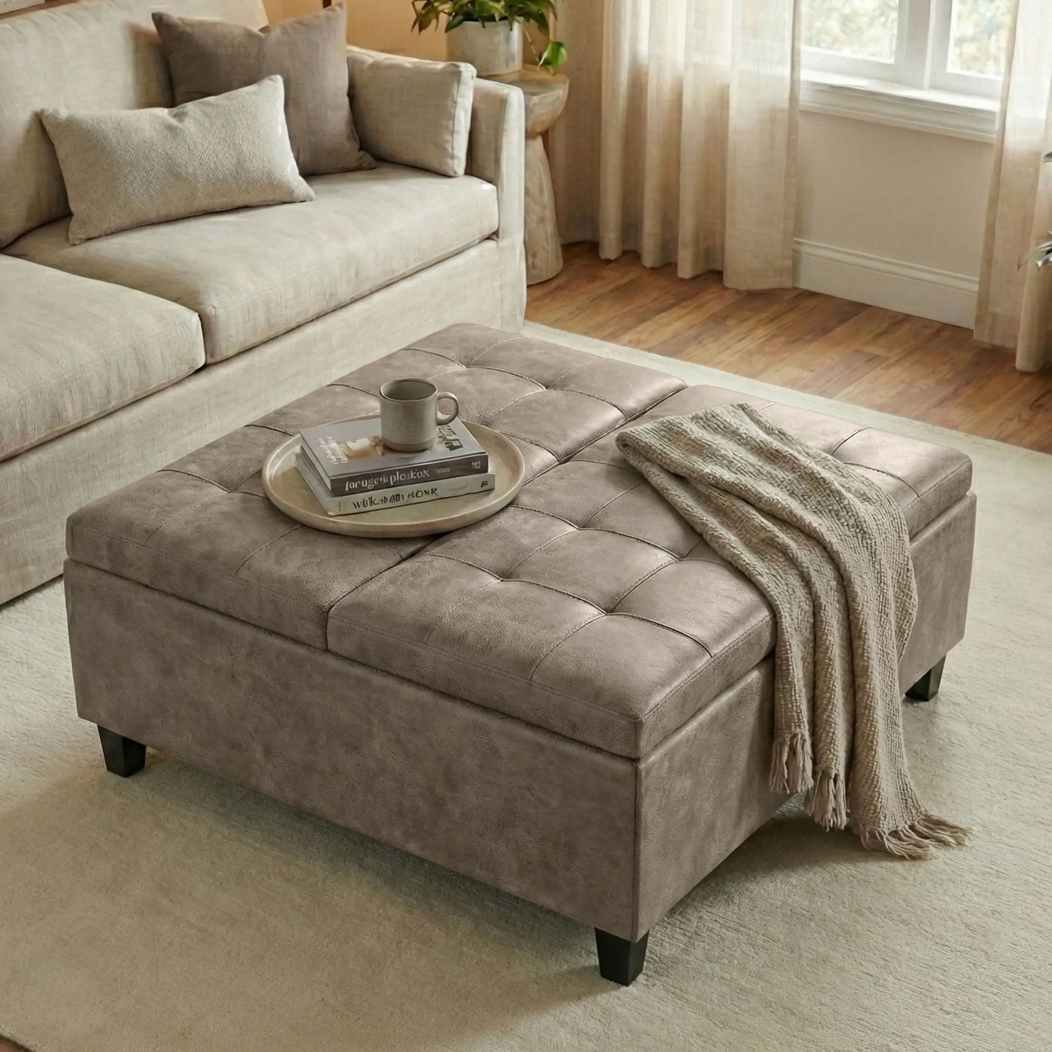 Harrison - Square Coffee Table Ottoman - Brown by HouseOfZazla