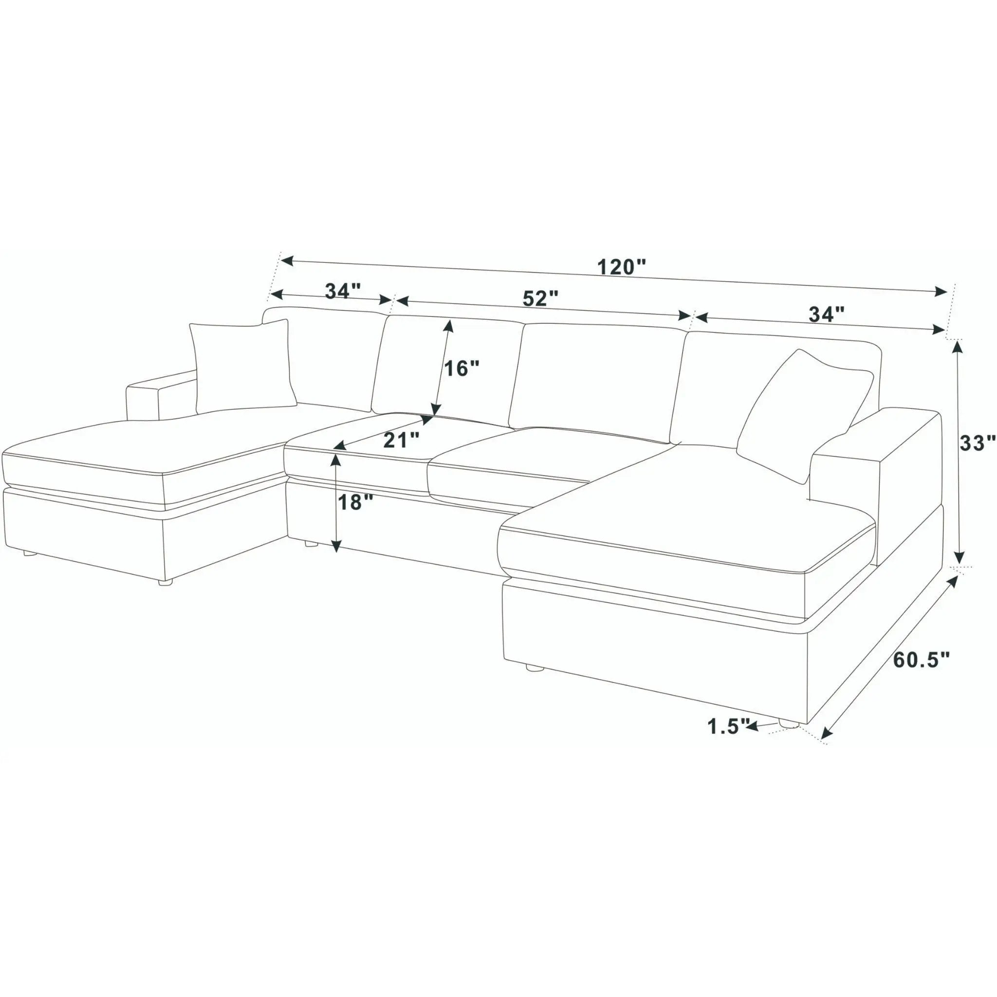 3 Piece Double Chaise Sectional Sofa by HouseOfZazla