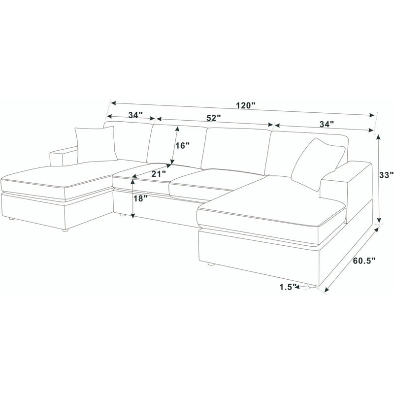3 Piece Double Chaise Sectional Sofa by HouseOfZazla