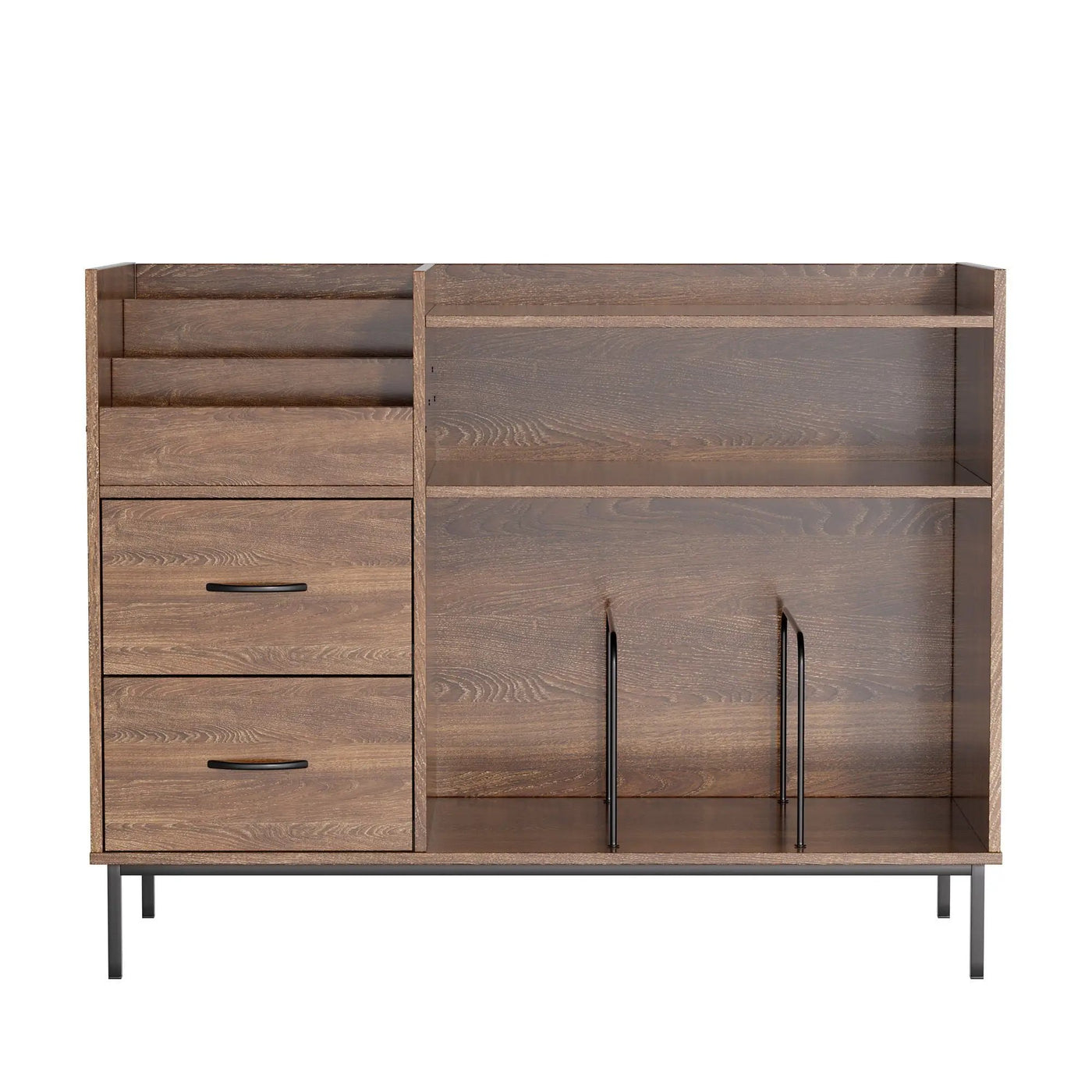 Eco-Friendly Vinyl Record Player Stand With Flip-Top Storage, Media Console With Dual Outlets And Dustproof Drawers by HouseOfZazla