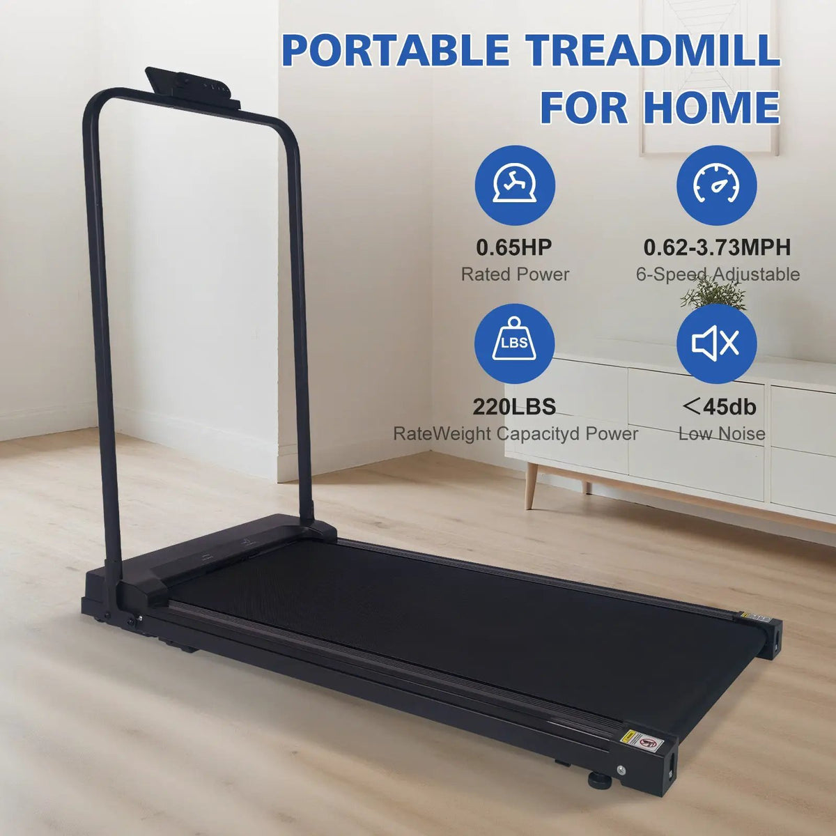 Walking Pad Treadmill with Handle Bar and Adjustable Incline by HouseOfZazla