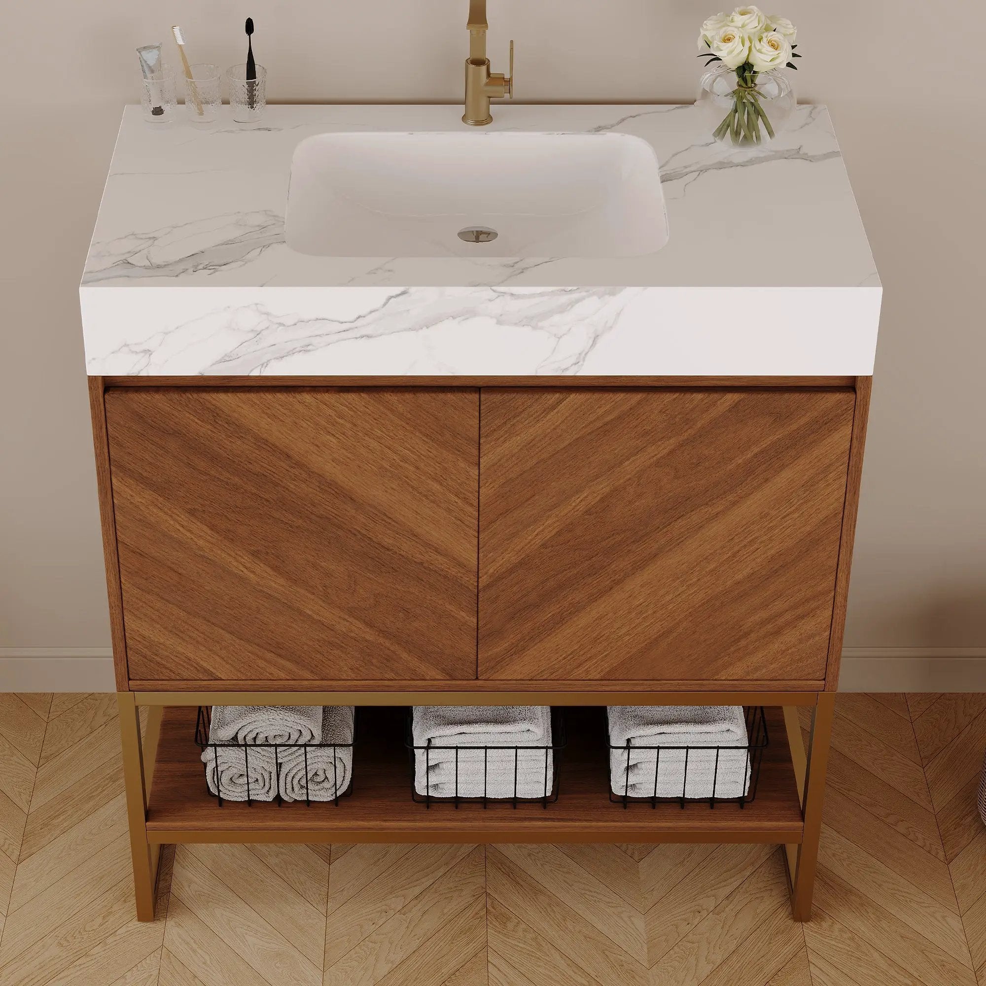 29.9" Modern Free-standing Bathroom Vanity with Ceramic Sink by HouseOfZazla