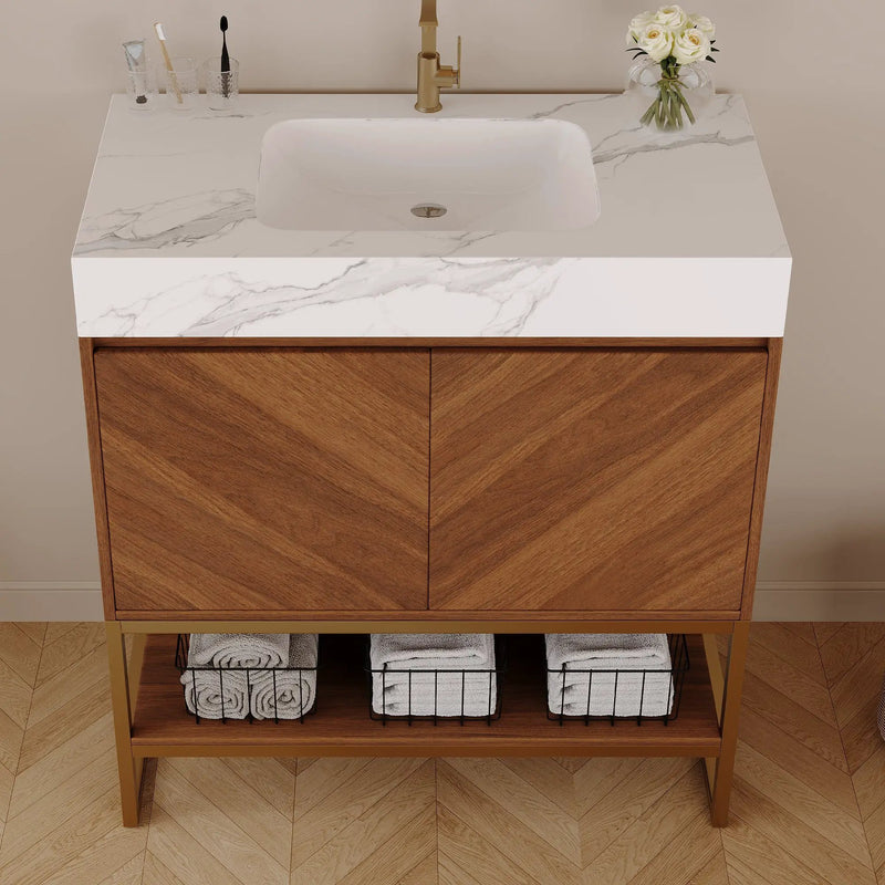 29.9" Modern Free-standing Bathroom Vanity with Ceramic Sink by HouseOfZazla