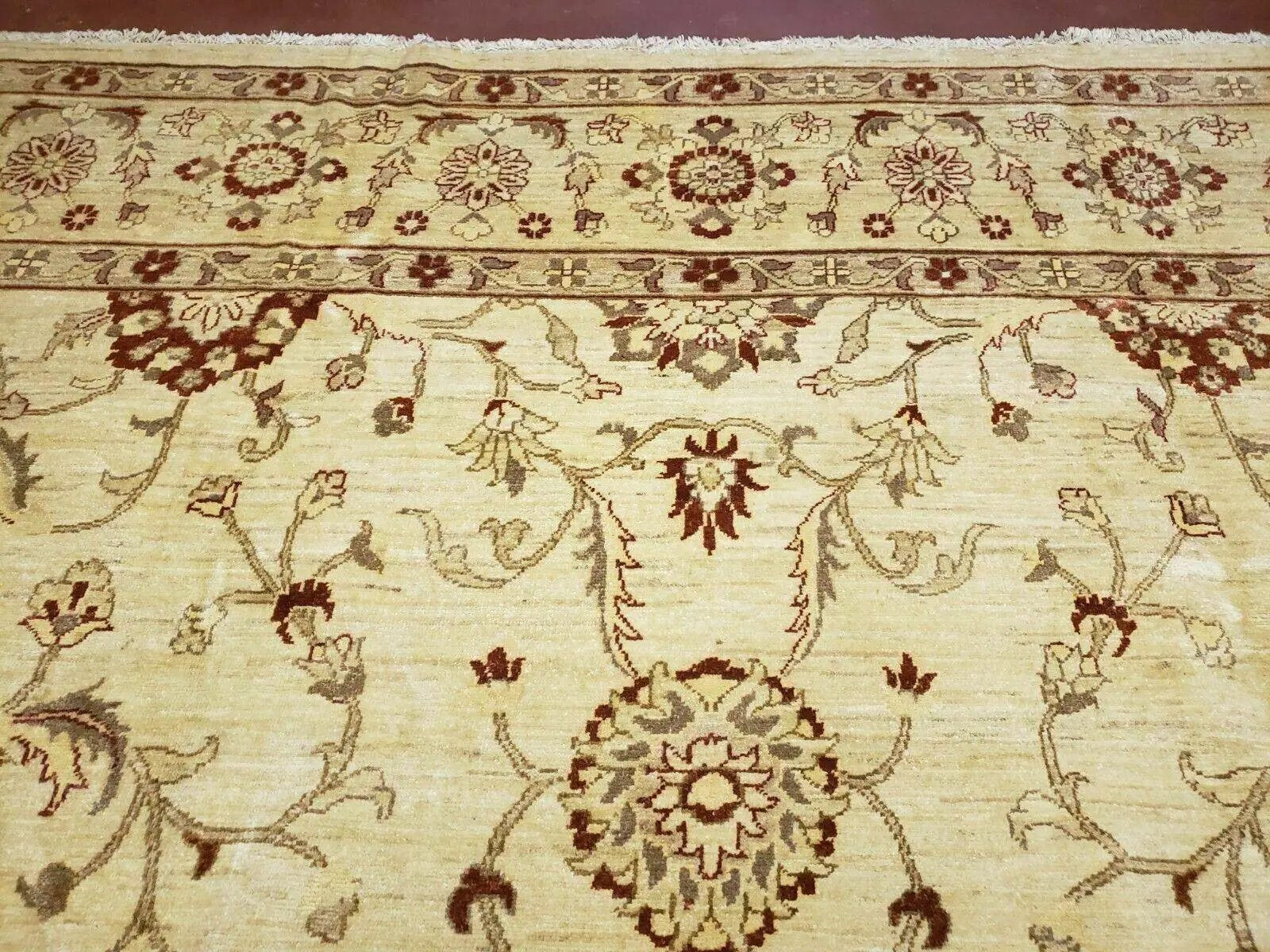 Oushak Rug 10x14 Neutral Colors Handmade Peshawar Wool Carpet Oatmeal Beige by Jewel Rugs