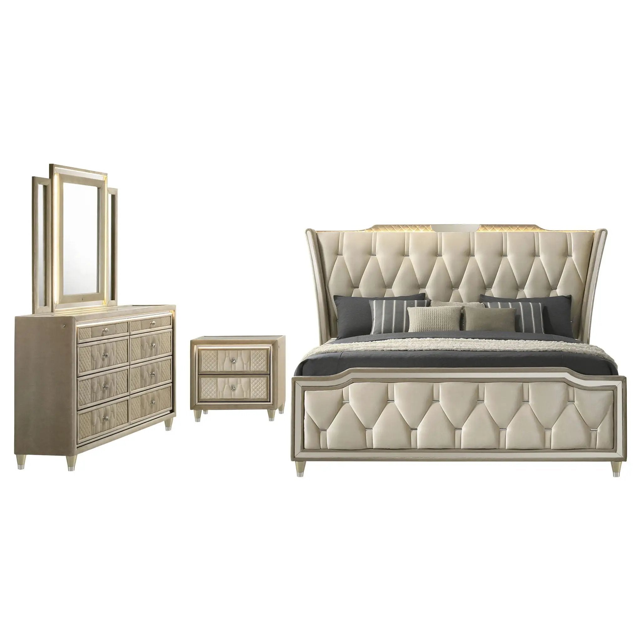 Lorient 4-piece Queen Bedroom Set Ivory and Camel by Unique Piece Furniture