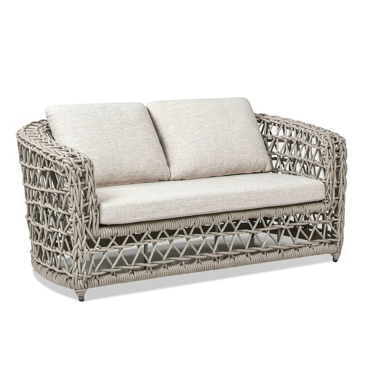 Everly - Frame Barrel Deep Seating Patio Loveseat Sofa Axroma Olefin - Oat Beige by Unique Piece Furniture