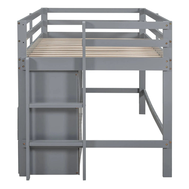 Loft Bed With 4 Drawers, Underneath Cabinet And Shelves by Unique Piece Furniture