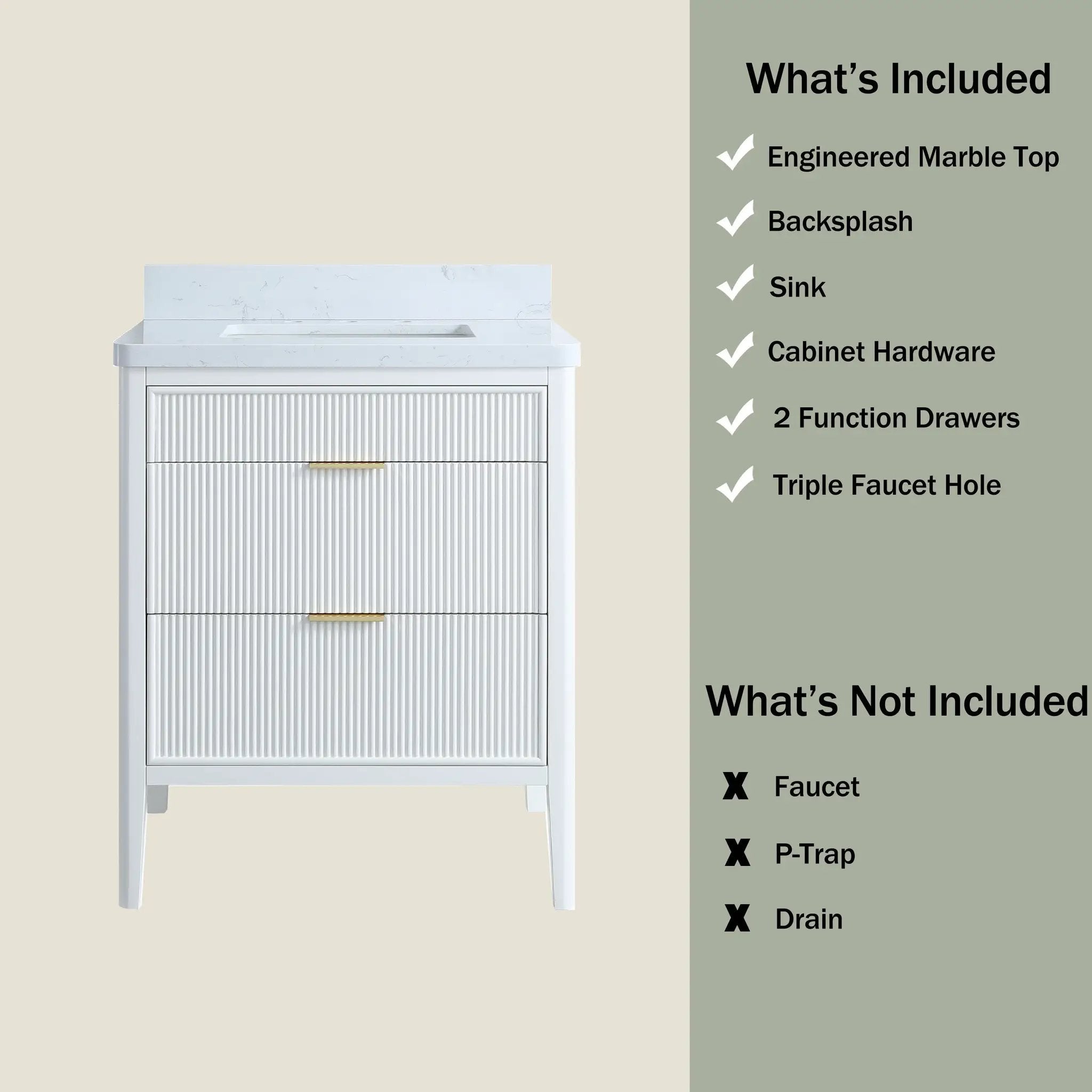 Fully Assembled 30'' Bathroom Vanity by HouseOfZazla
