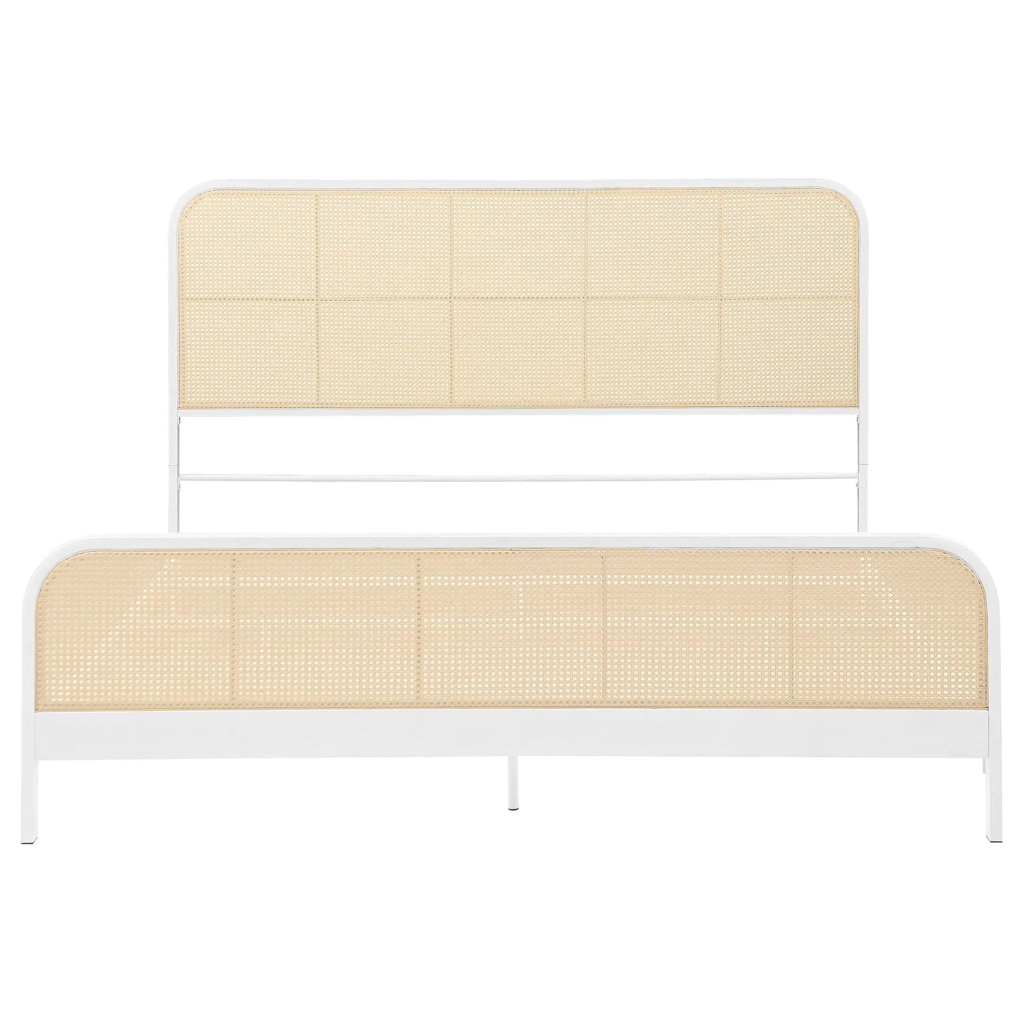 Lanewood Open Cane Webbing Metal Eastern King Bed White by Unique Piece Furniture
