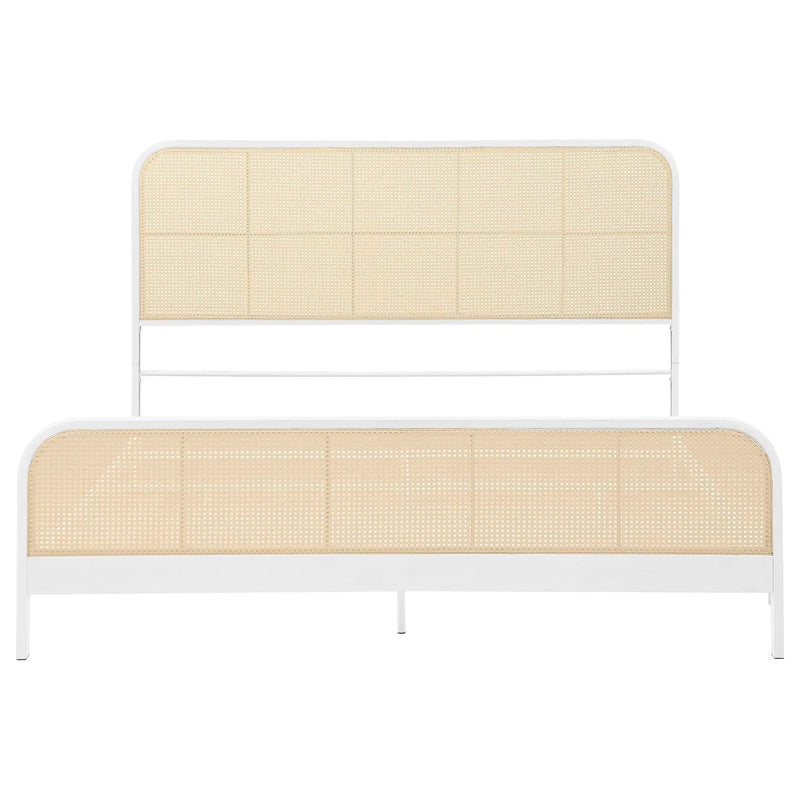 Lanewood Open Cane Webbing Metal Eastern King Bed White by Unique Piece Furniture