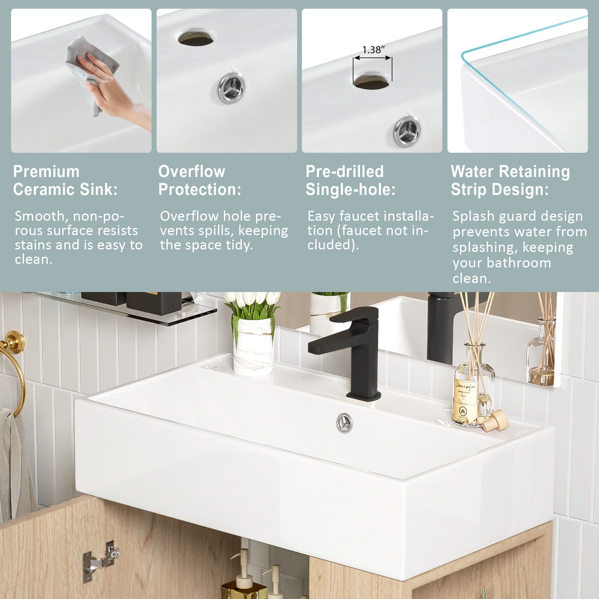 Bathroom Vanity, Combo Cabinet, Bathroom Storage Cabinet, Single Ceramic Sink by HouseOfZazla