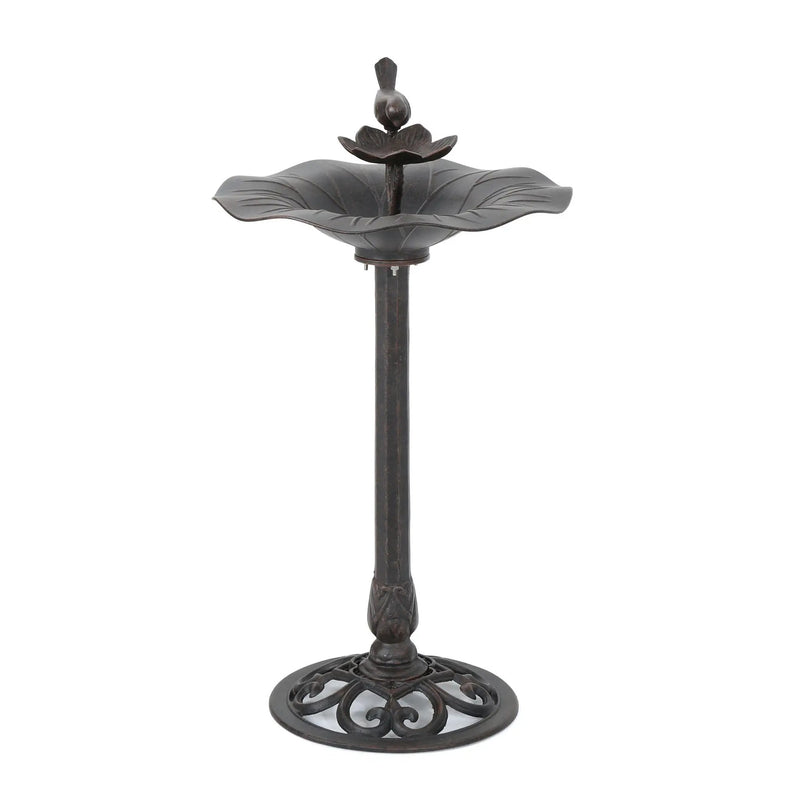 Lancaster Outdoor Aluminum and Iron Top Bird Bath with Iron Base, Bronze by HouseOfZazla