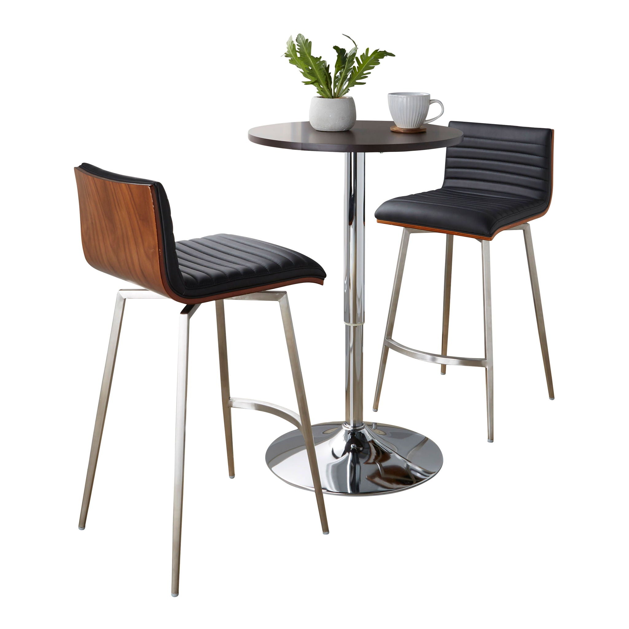 Mason - 3 Piece Swivel Mid Century Modern Counter Height Dining Set With Adjustable Table by HouseOfZazla