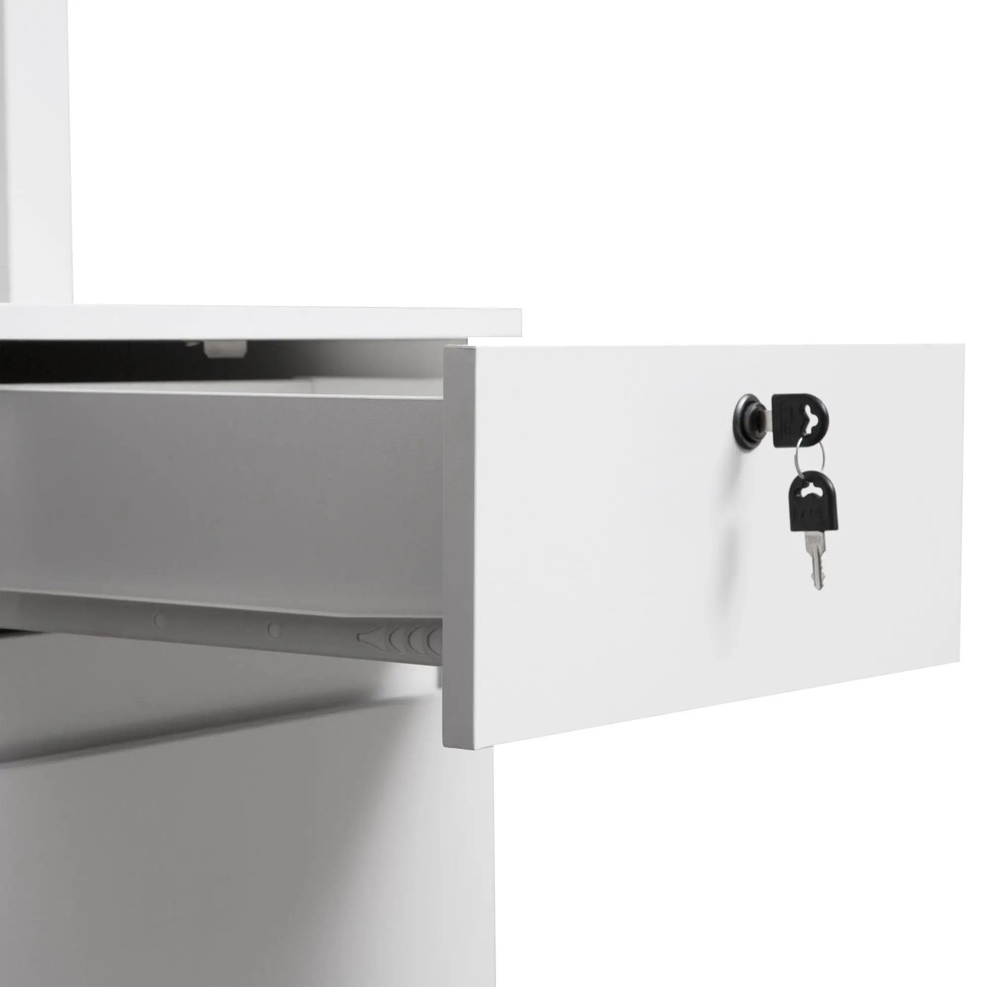Computer Desk With Hutch & Bookshelf, Wood Executive Desk Teens Student Desk Writing Laptop Home Office Desk With Drawers, 3 Ac Outlets And 2 USB Charging Ports, Study Laptop Table For Home - White by HouseOfZazla