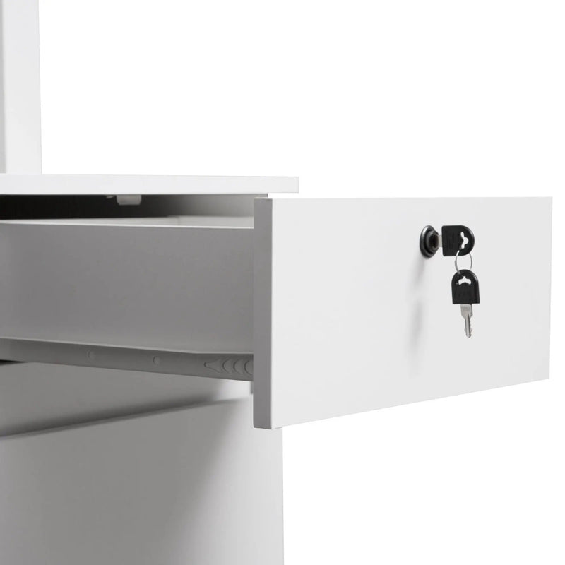 Computer Desk With Hutch & Bookshelf, Wood Executive Desk Teens Student Desk Writing Laptop Home Office Desk With Drawers, 3 Ac Outlets And 2 USB Charging Ports, Study Laptop Table For Home - White by HouseOfZazla