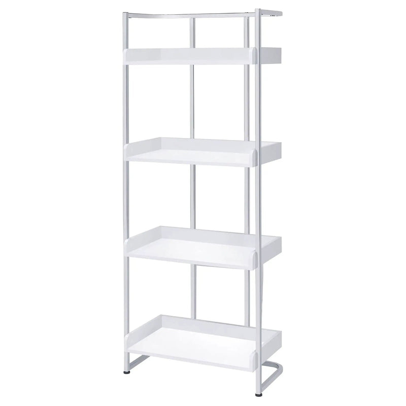 4 Shelf Open Back Bookcase With Accents - White by HouseOfZazla