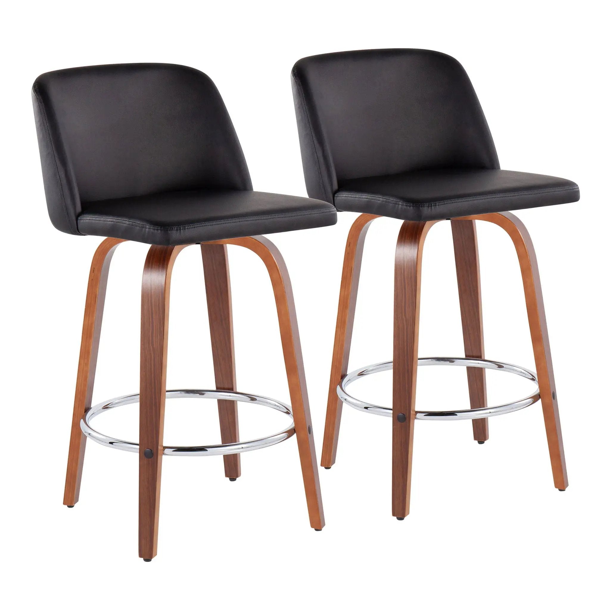 Toriano - Mid-Century Modern Fixed Height Counter Stool With Round Footrest (Set of 2) by Unique Piece Furniture