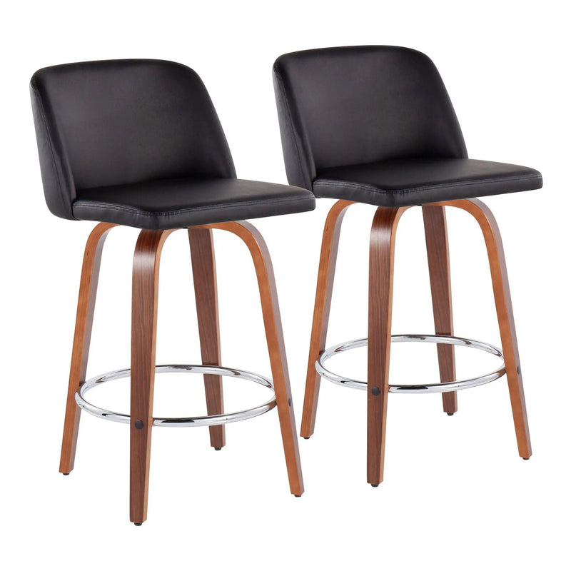 Toriano - Mid-Century Modern Fixed Height Counter Stool With Round Footrest (Set of 2) by Unique Piece Furniture
